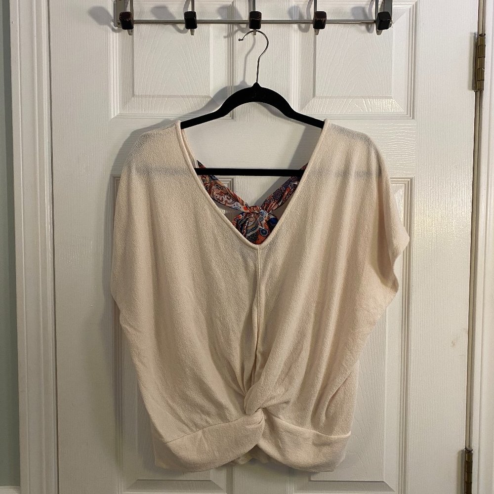 Blouse with paisley scarf tie-back